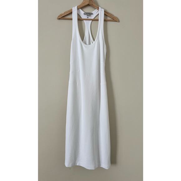 All Saints Maki Midi Dress White Racerback Stretch Bodycon Lined US 6 Scoop Neck - Picture 4 of 7